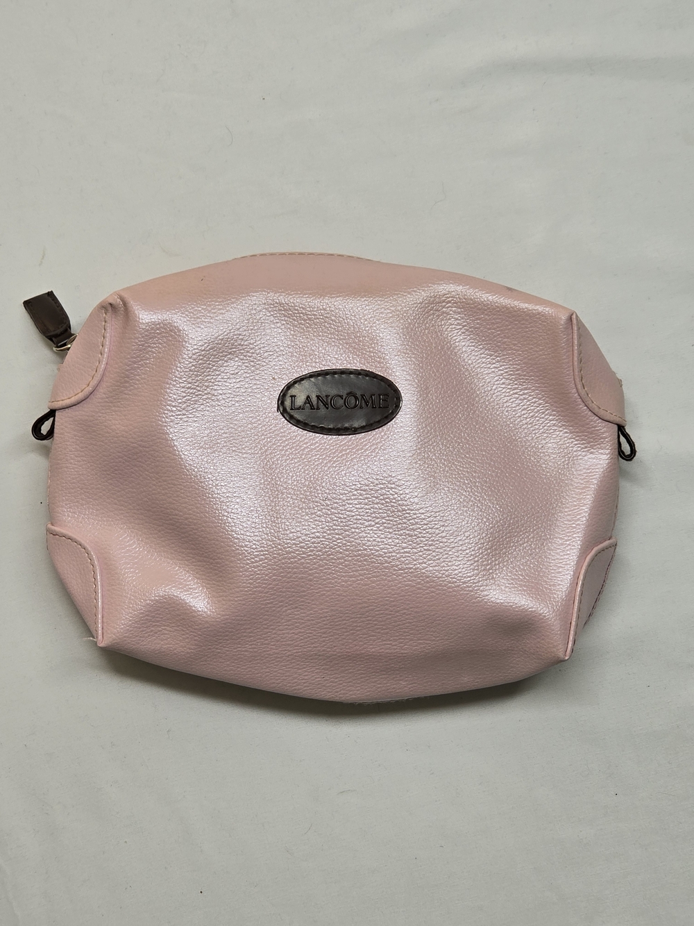 Lancome Pink Faux Leather Cosmetic Bag Makeup Pouch Travel Case